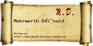 Mehrwerth Dévald névjegykártya